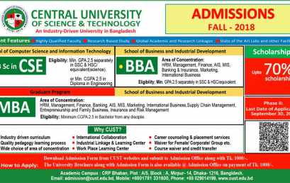 Admission Open, Fall (Bijoy) 2018